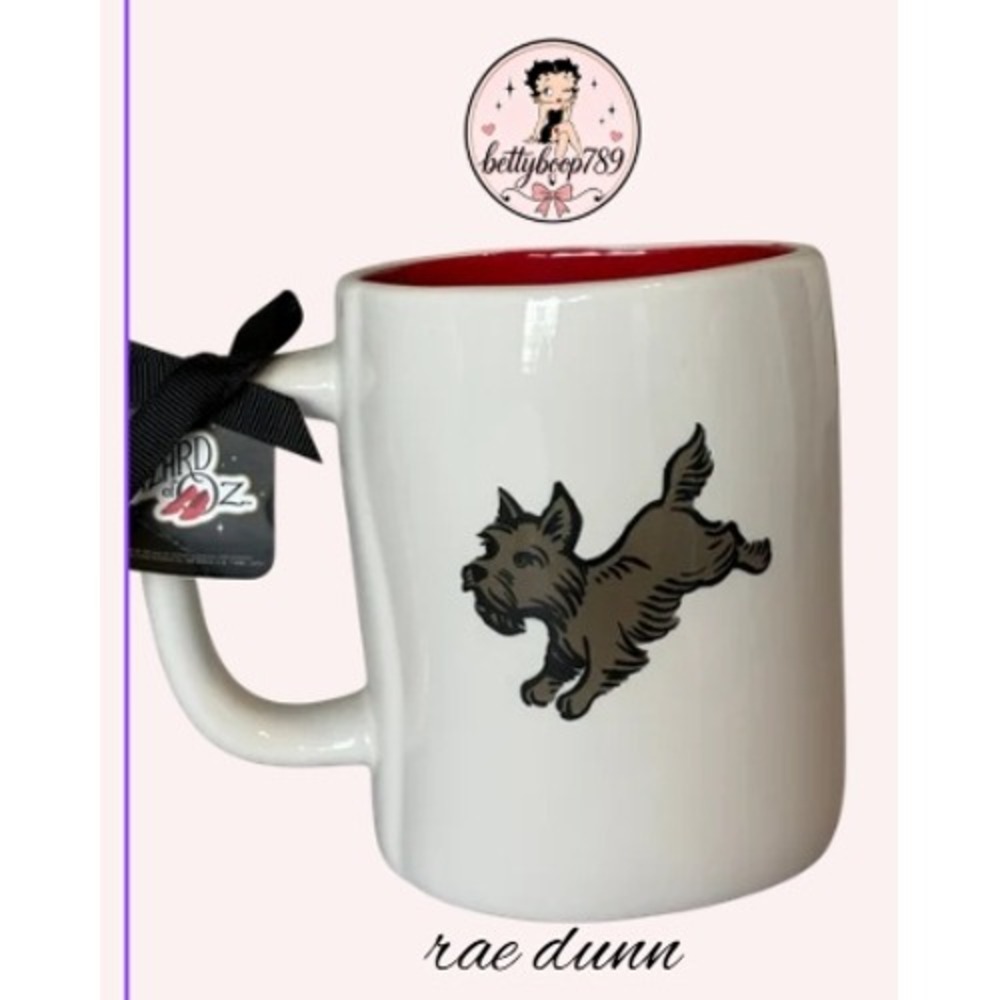 Rae Dunn Wizard of Oz Toto Coffee Mug Red Interior Ceramic Dog Cup New